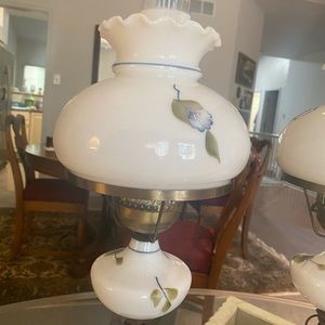 Hurricane Lamp Blue and White